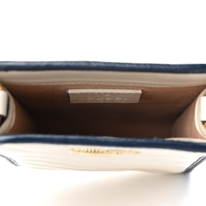 Gucci Vintage Effect Calfskin Matelasse Diagonal Torchon GG Marmont Phone Crossbody Bag Mystic White Blue Agata 5 of 9
