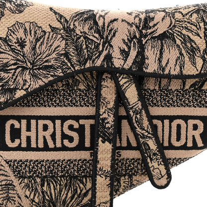 Christian Dior Canvas Embroidered Toile de Jouy Voyage Saddle Bag Beige Multicolor 7 of 9