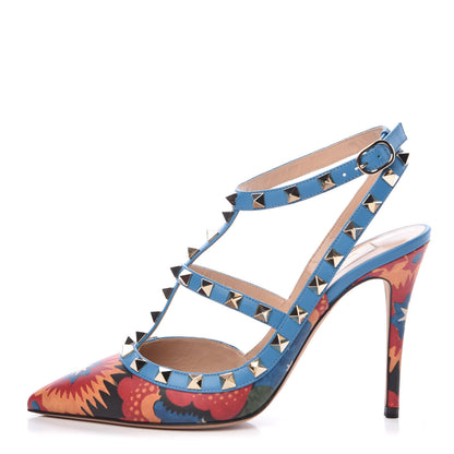 Valentino Garavani Calfskin Enchanted Wonderland Rockstud Ankle Strap Pumps 37 Light Stone 1 of 10