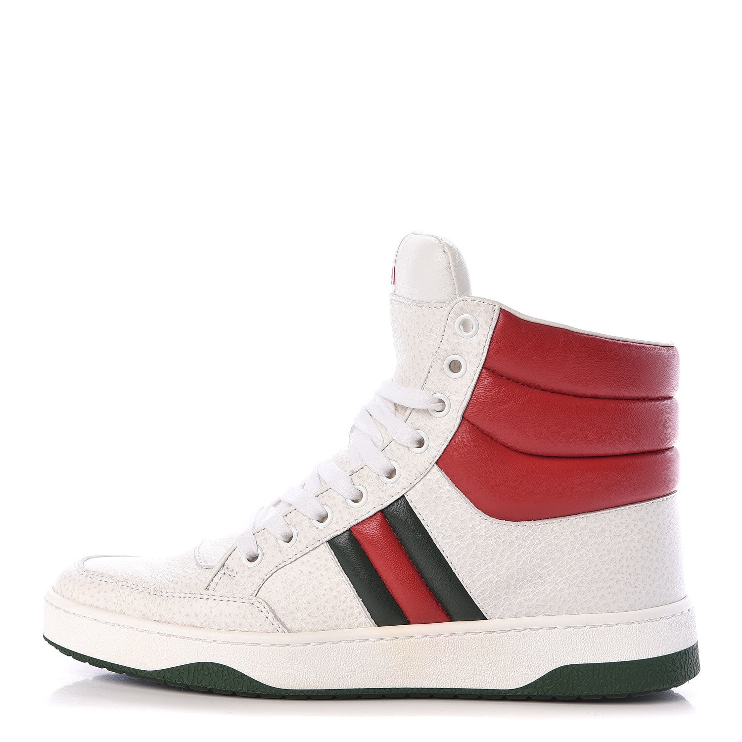 Gucci Calfskin New Praga Karibu High Top Sneakers 38 White Red Green 1 of 11