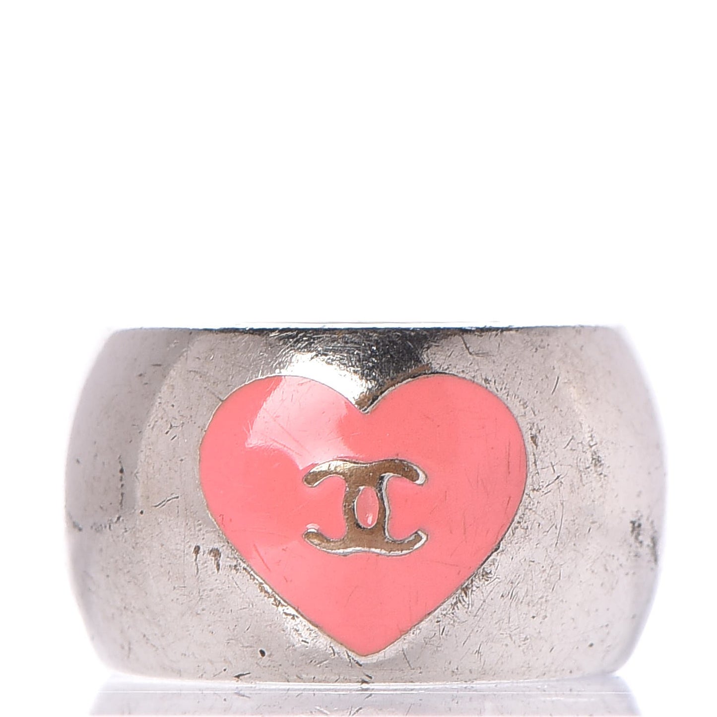 CC Heart Scarf Ring Silver Pink