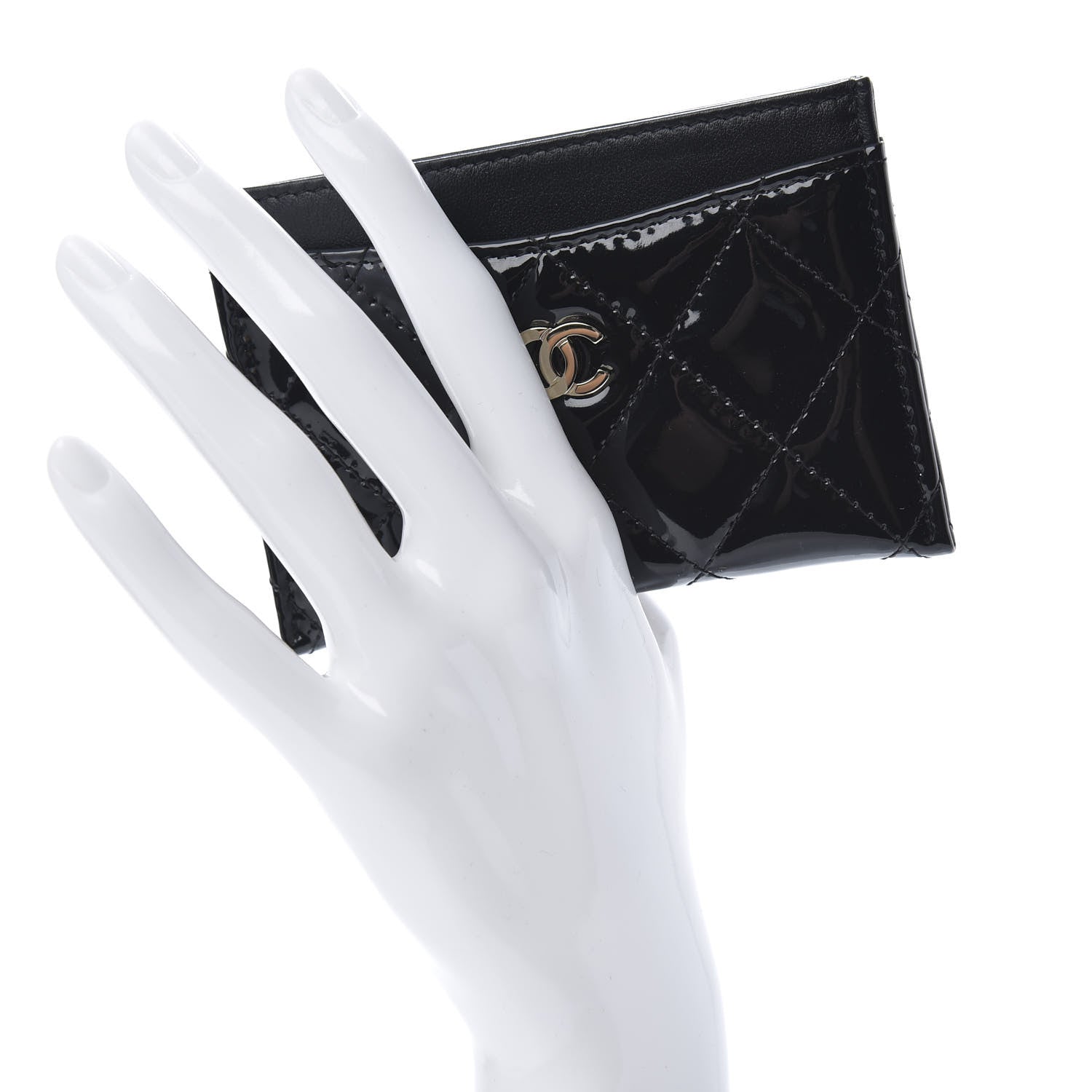 Chanel Patent Calfskin Quilted Card Holder Black 2 of 9