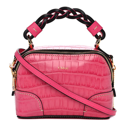 Chloe Crocodile Embossed Mini Daria Chain Bag Hot Pink 1 of 12