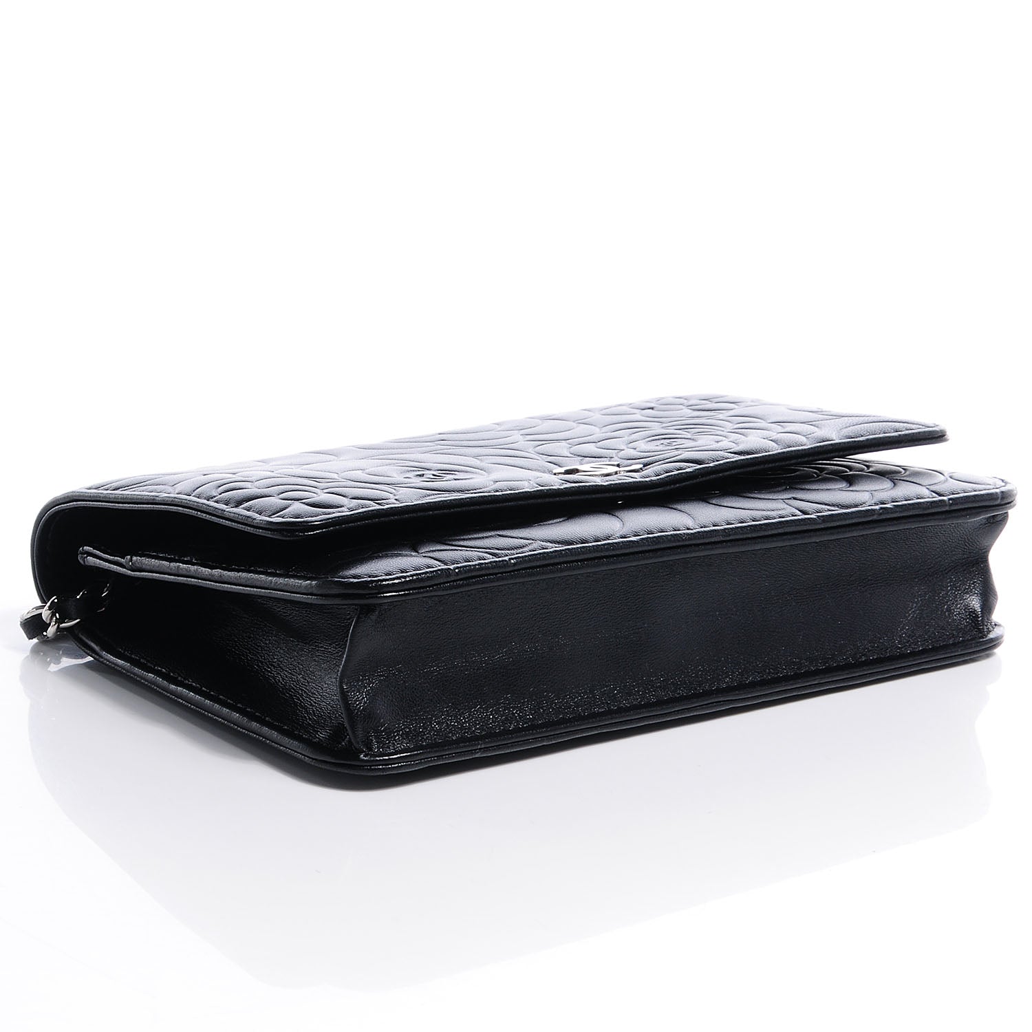 Chanel Lambskin Camellia Wallet on Chain WOC Black 4 of 9