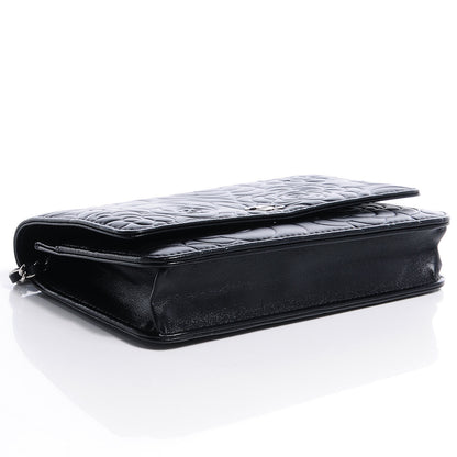 Chanel Lambskin Camellia Wallet on Chain WOC Black 4 of 9