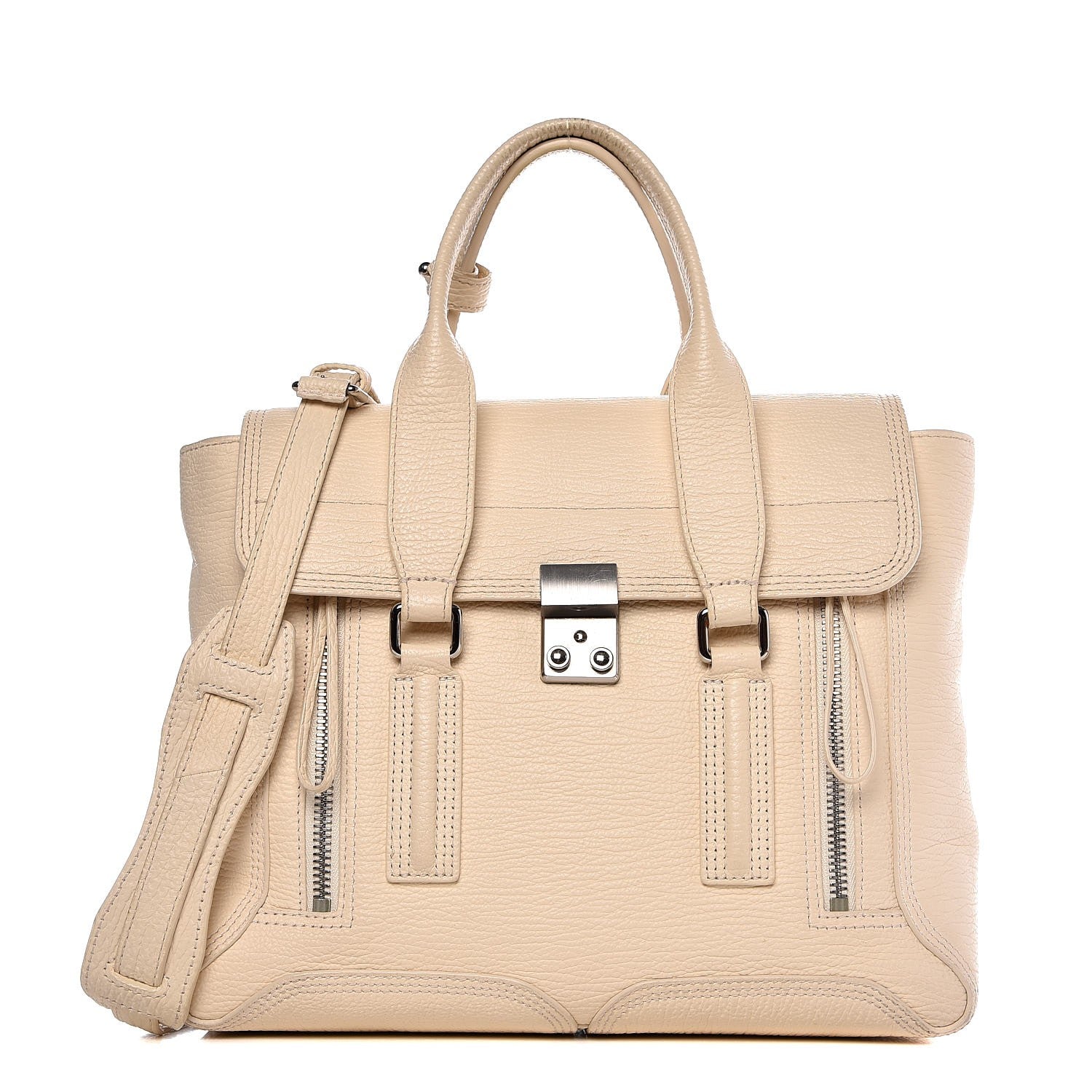 3.1 Phillip Lim 3.1 Textured Calfskin Medium Pashli Satchel Milk 1 of 17
