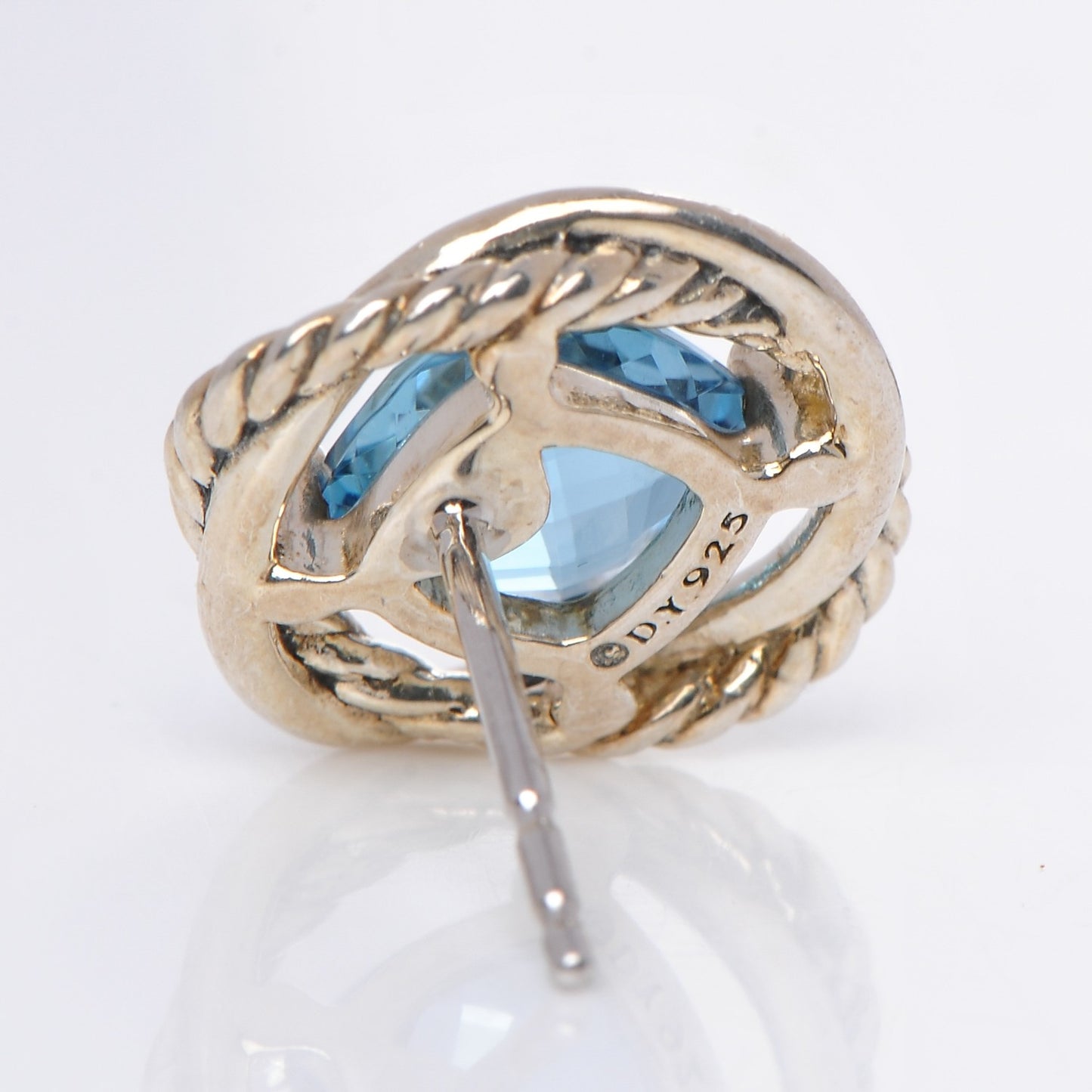Sterling Silver Blue Topaz 7mm Infinity Earrings