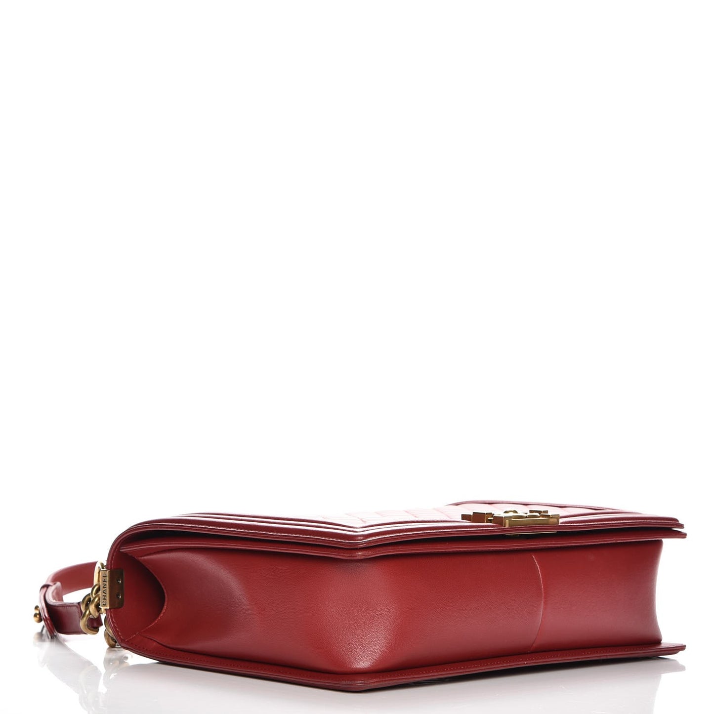 Lambskin Quilted Large Boy Flap Red