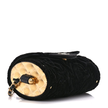 Chanel Velvet Camellia Embossed Jewel Belt Card Holder With Chain Black 4 of 10