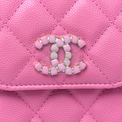 Chanel Caviar Quilted Crystal CC Airpods Pro and Phone Case With Chain Pink 5 of 5