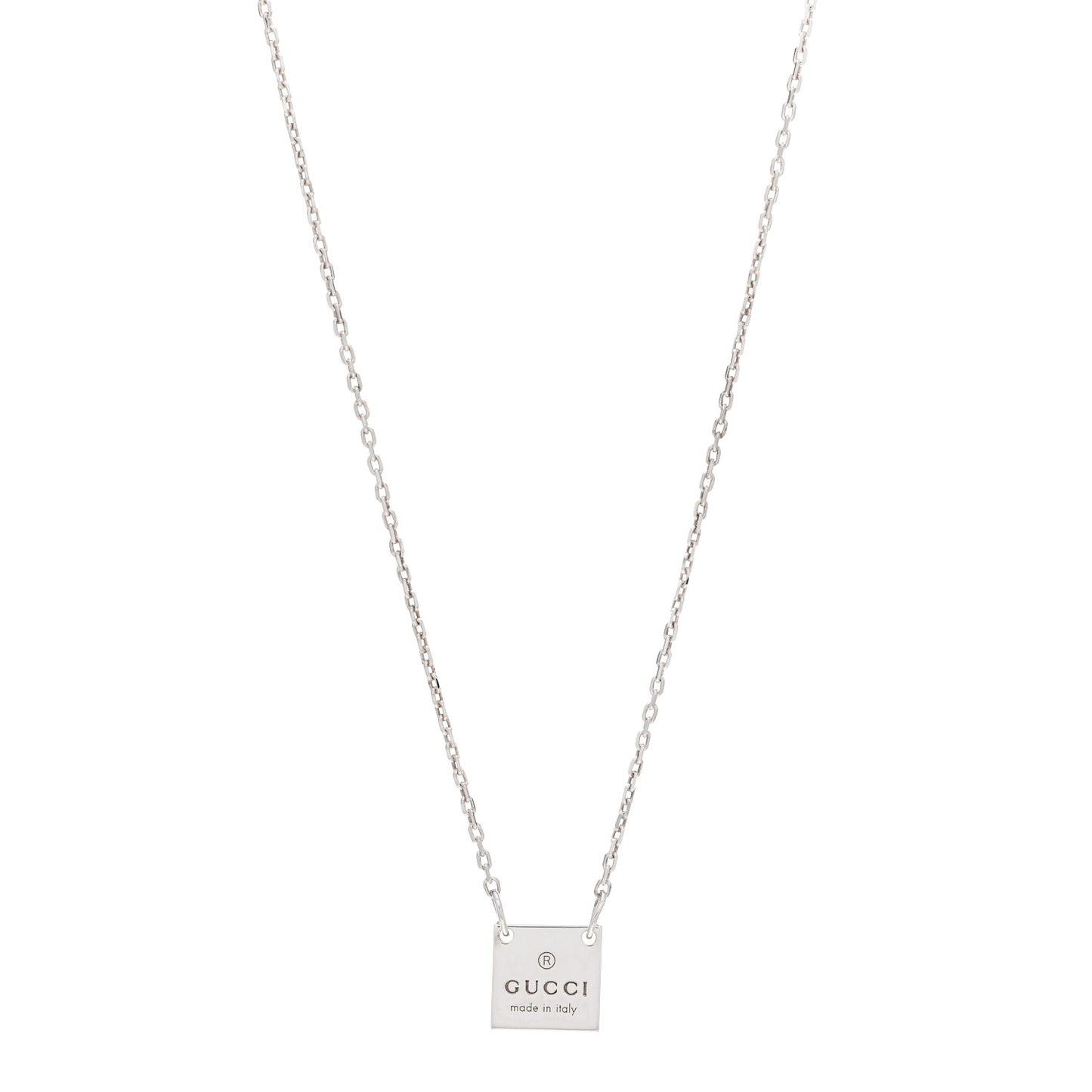 Sterling Silver Logo Square Tag Necklace