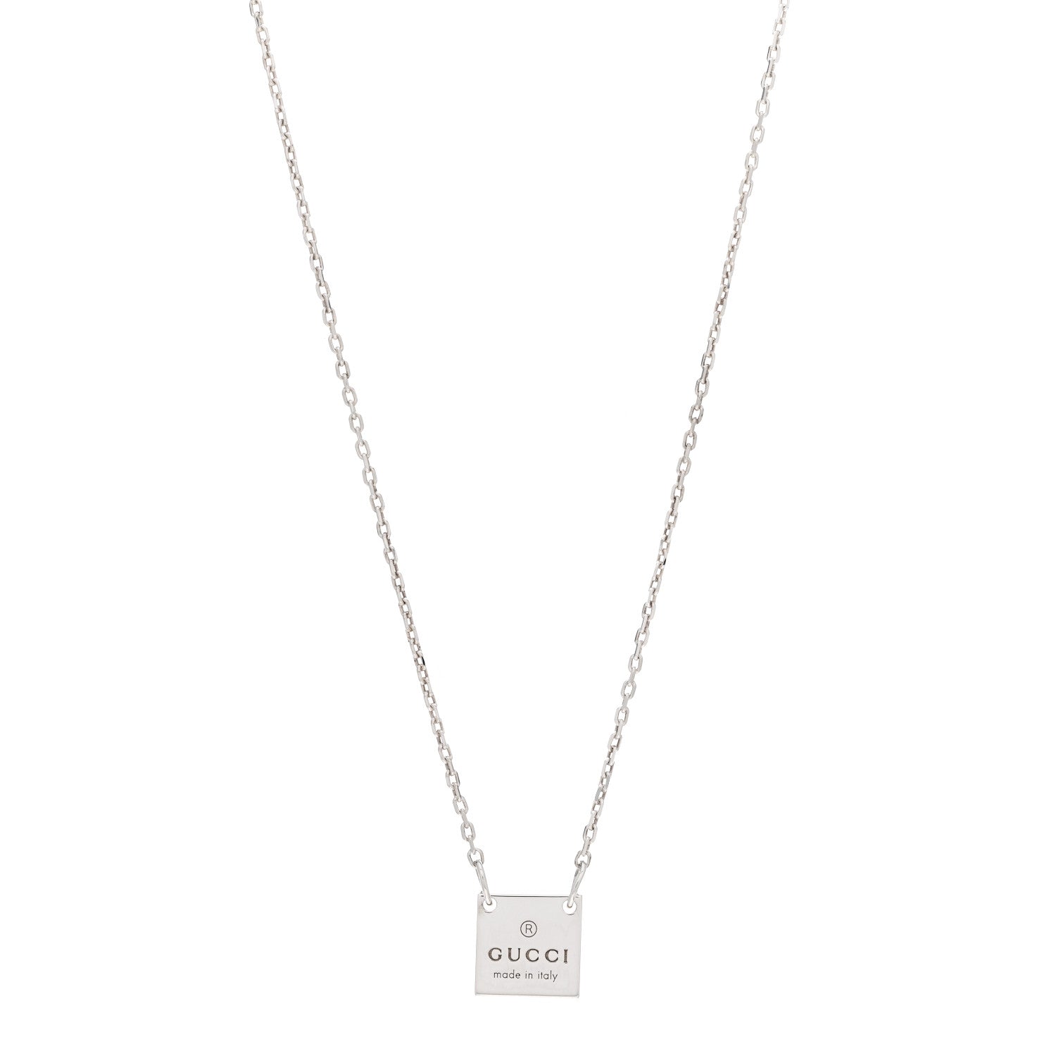 Gucci Sterling Silver Logo Square Tag Necklace 1 of 4