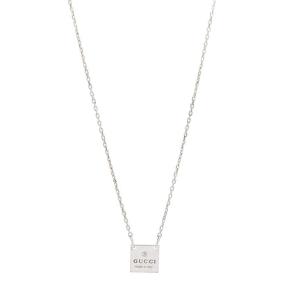 Gucci Sterling Silver Logo Square Tag Necklace 1 of 4