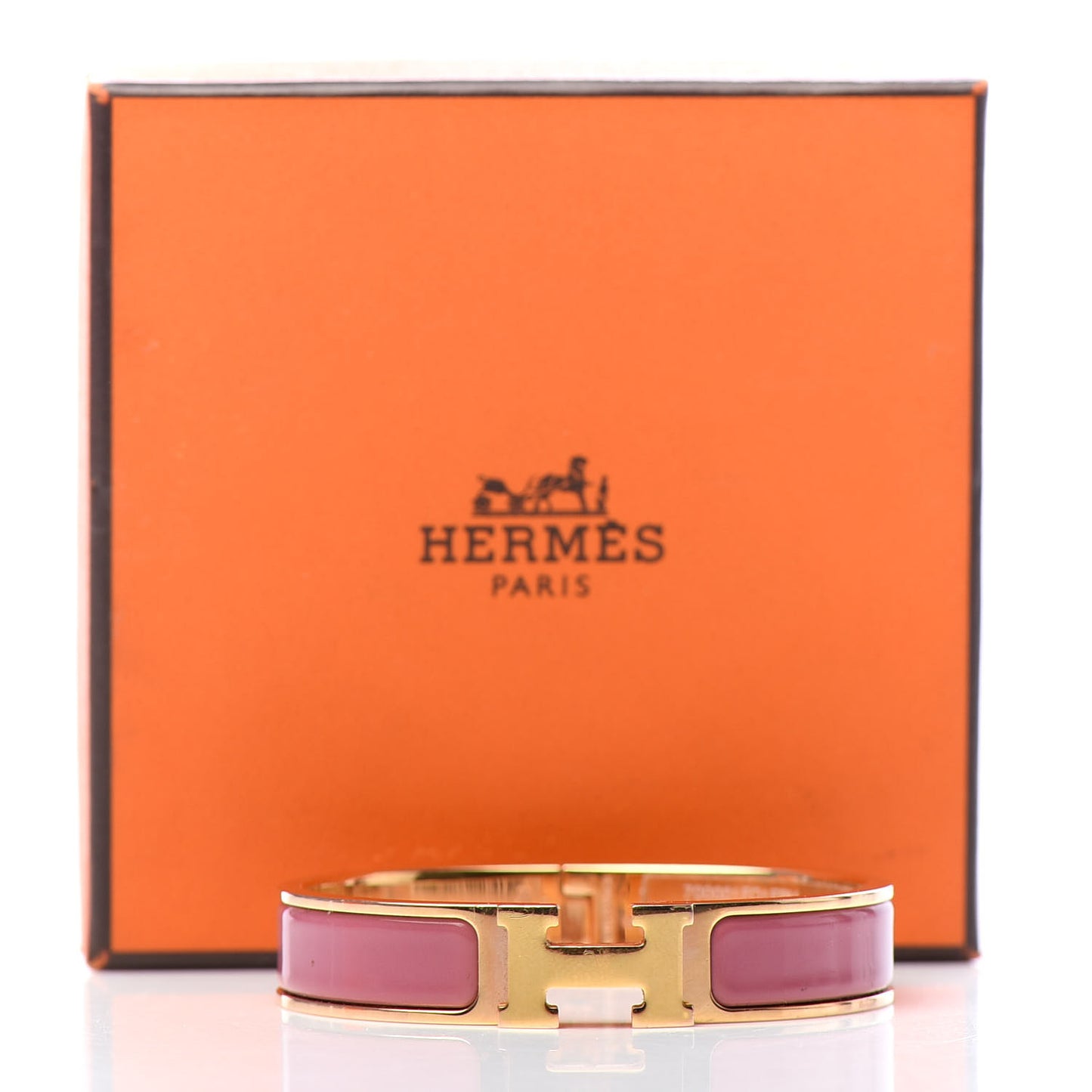 Enamel Narrow Clic Clac H Bracelet PM Rose Velours
