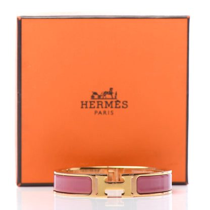 Hermes Enamel Narrow Clic Clac H Bracelet PM Rose Velours 6 of 6