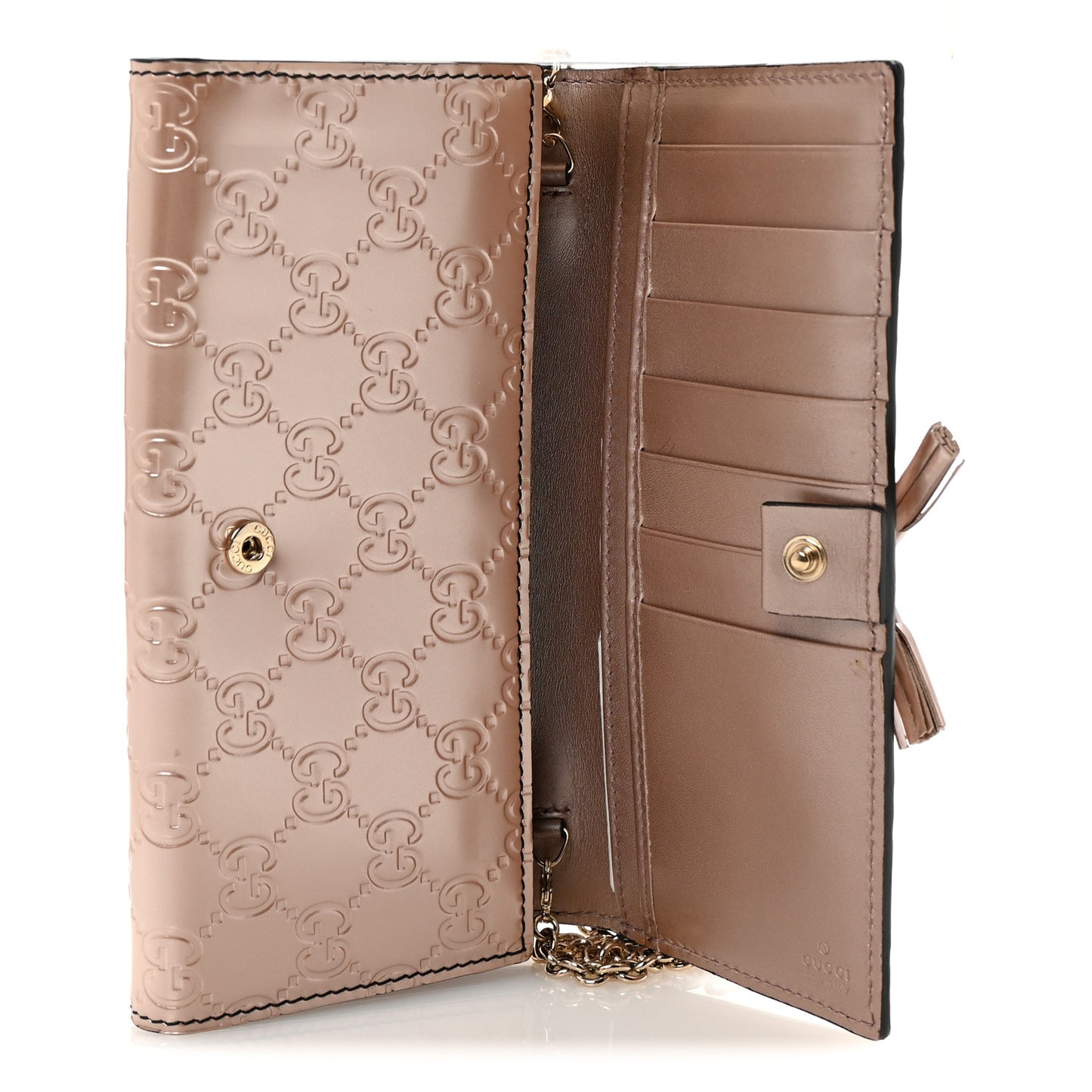 Shine Guccissima Emily Continental Chain Wallet Dark Cipria