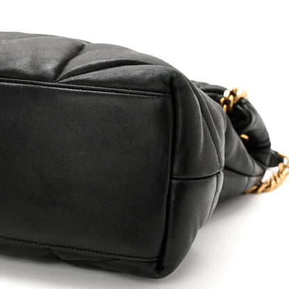 Saint Laurent Lambskin Quilted Medium Loulou Puffer Monogram Chain Satchel Black 10 of 16