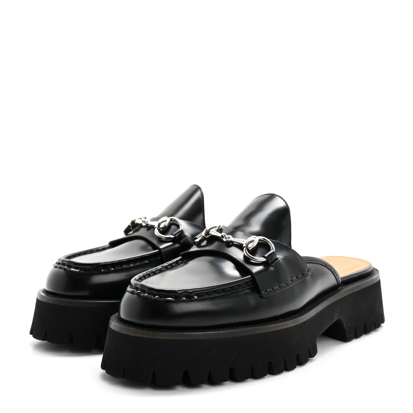 Cordovan Lux Womens Horsebit Platform Mules 37 Black