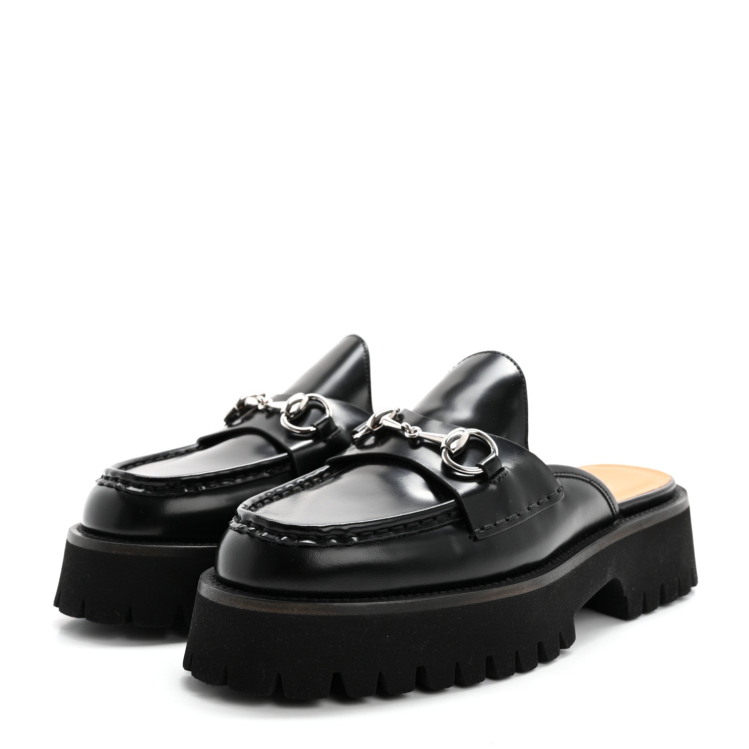 Gucci Cordovan Lux Womens Horsebit Platform Mules 37 Black 3 of 10