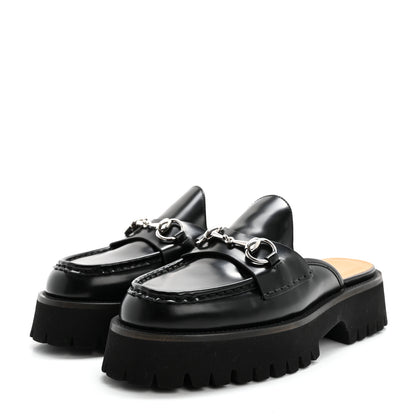 Gucci Cordovan Lux Womens Horsebit Platform Mules 37 Black 3 of 10