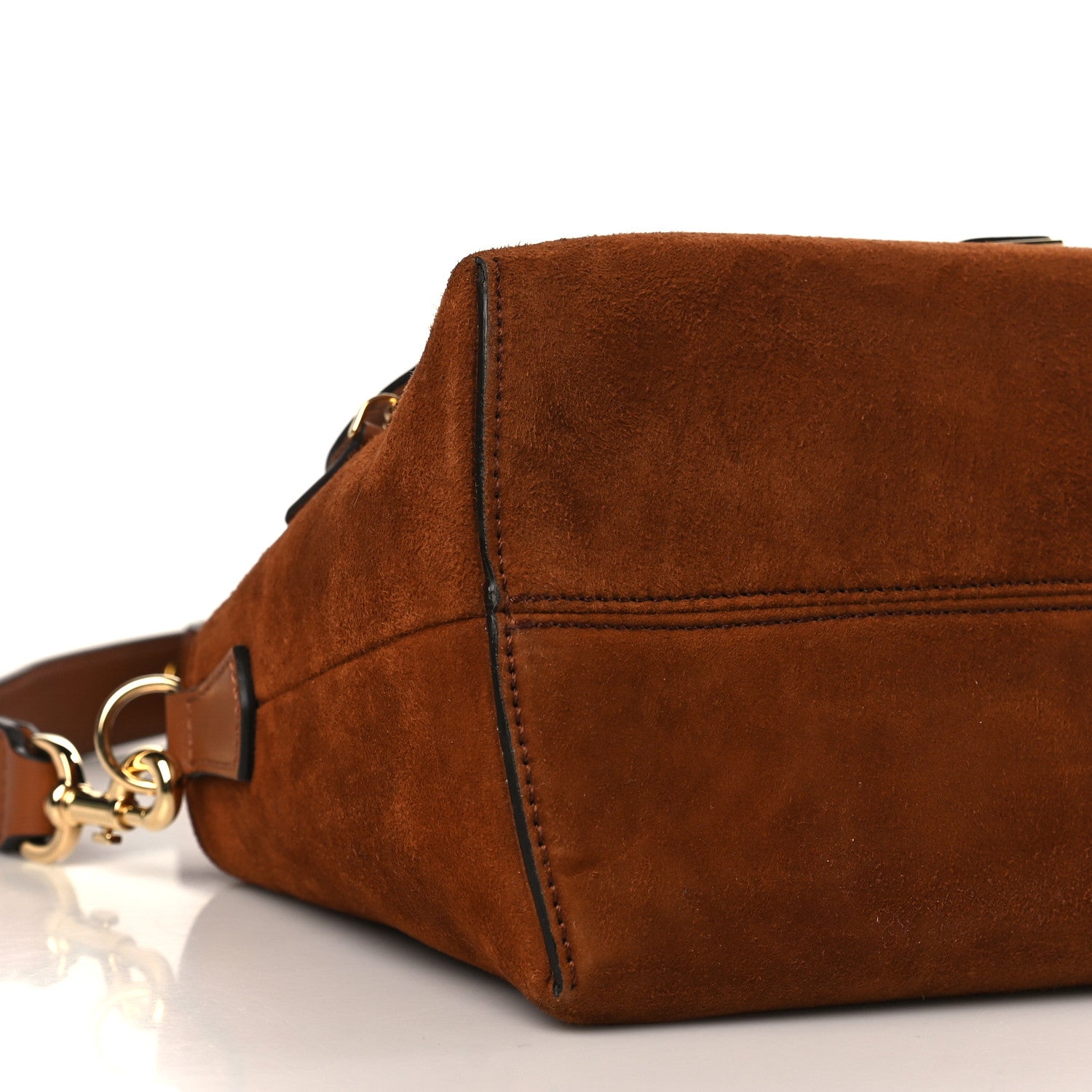 Fendi Suede Vitello Dolce Coin Pocket Medium By The Way Boston Bag Cuoio Corteccia 7 of 8