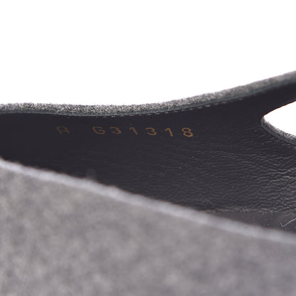 Chanel Wool Velvet Cap Toe CC Slingback Pumps 38 Black Grey 9 of 11