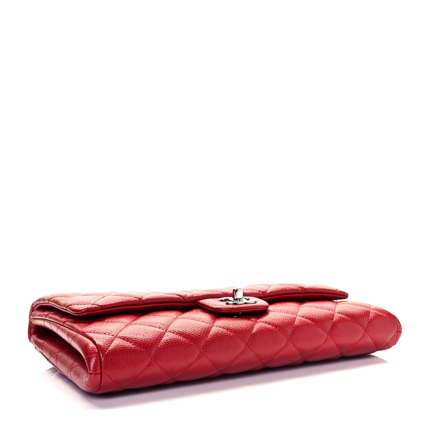 Caviar Quilted Clutch With Chain Flap Red