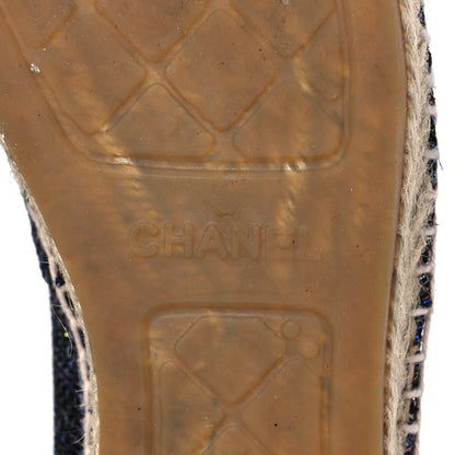 Chanel Tweed Patent Goatskin CC Espadrilles 40 Black Pink Yellow Silver 6 of 9