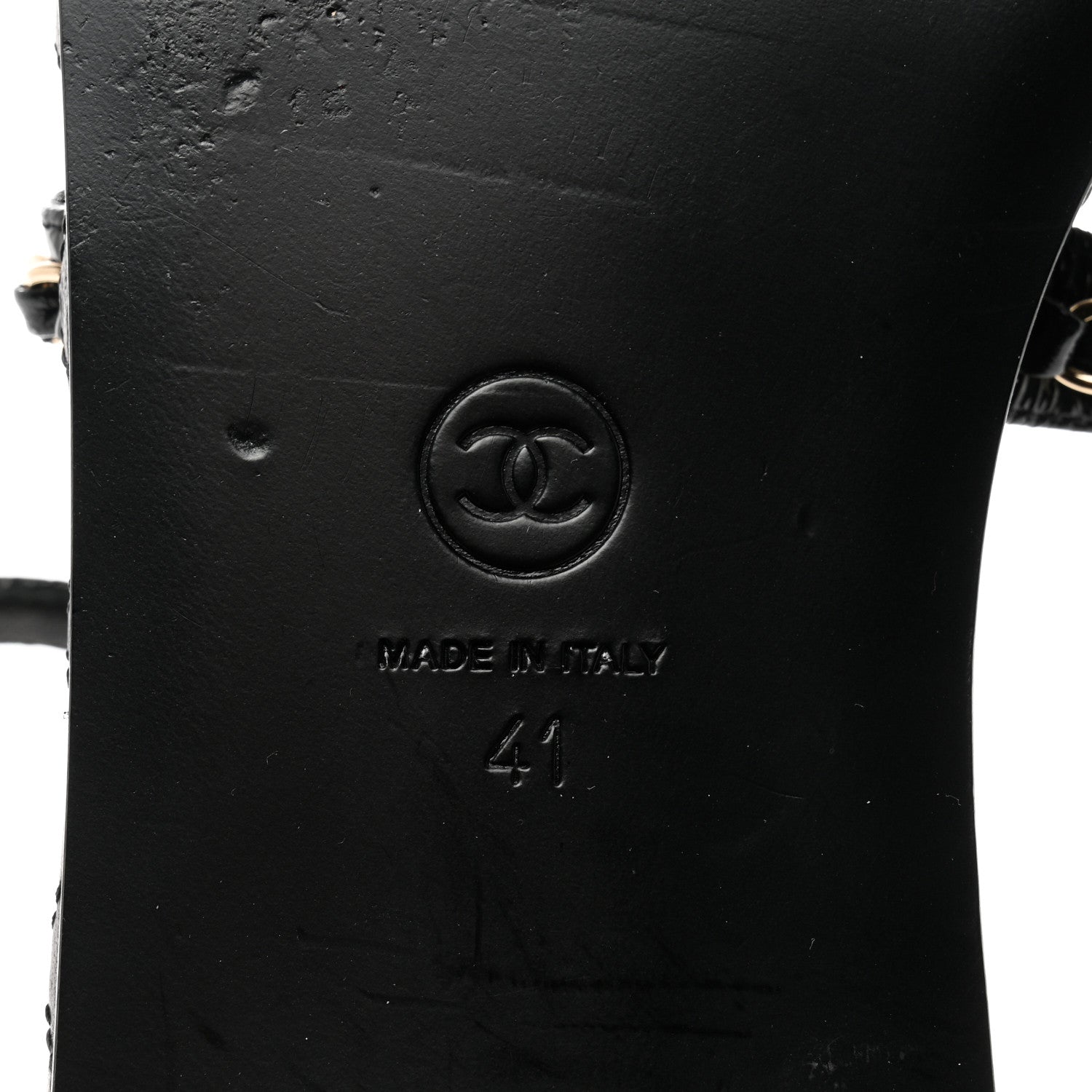Chanel Aged Calfskin Chain Sandals 41 Black 8 of 8