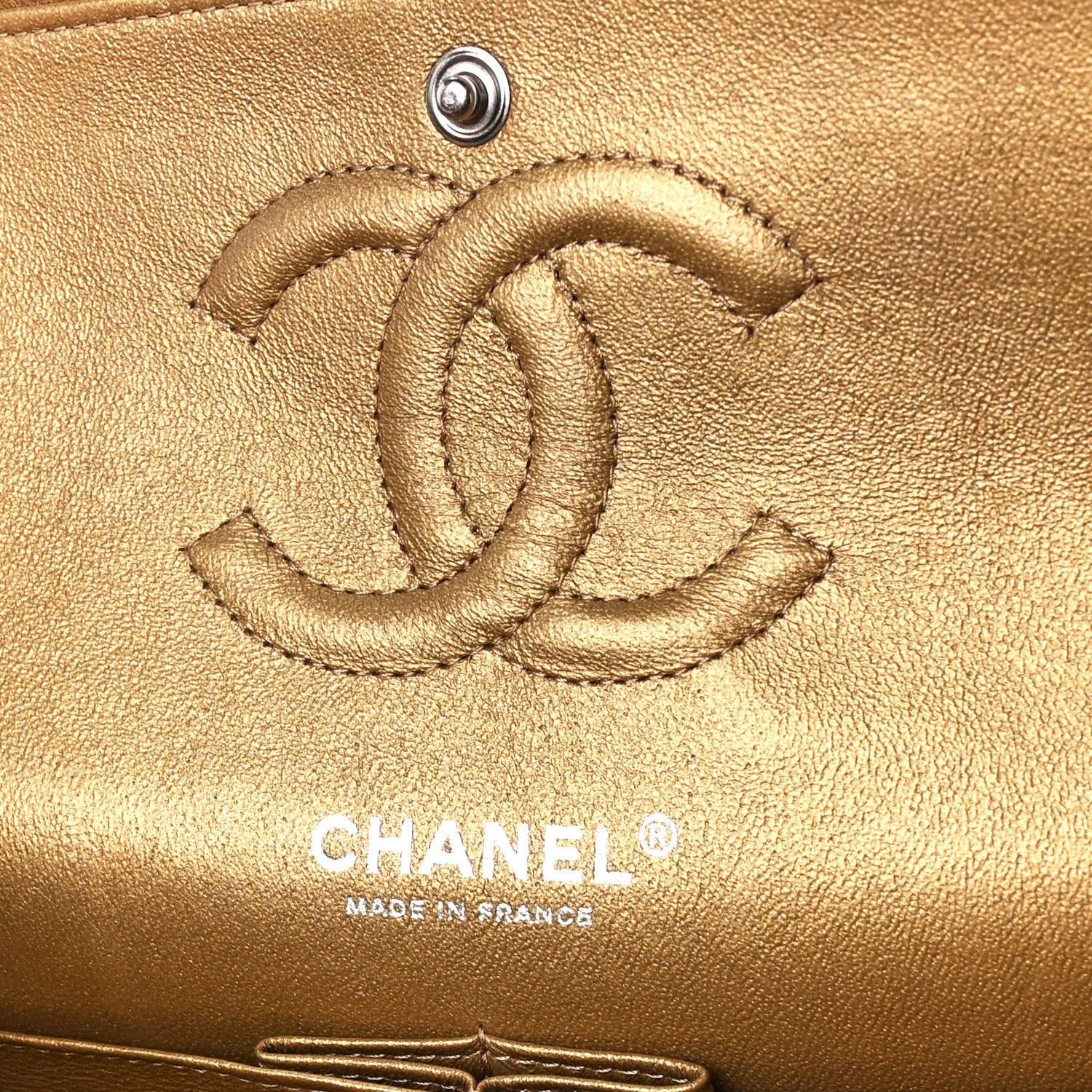 Chanel Iredescent Calfskin Quilted Medium Double Flap Dark Gold 6 of 13