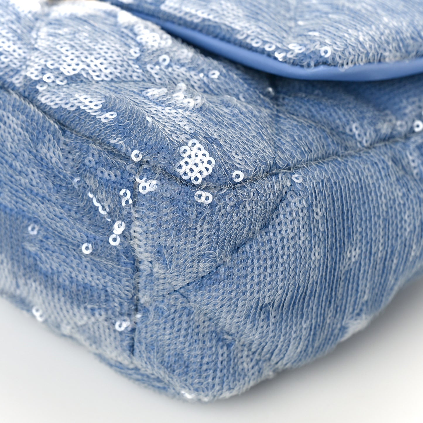 Sequin Quilted Medium Chanel 19 Flap Light Blue