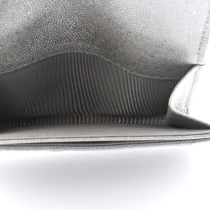 Chanel Glittered Metallic Caviar Quilted Flap Card Holder Wallet Silver 5 of 7