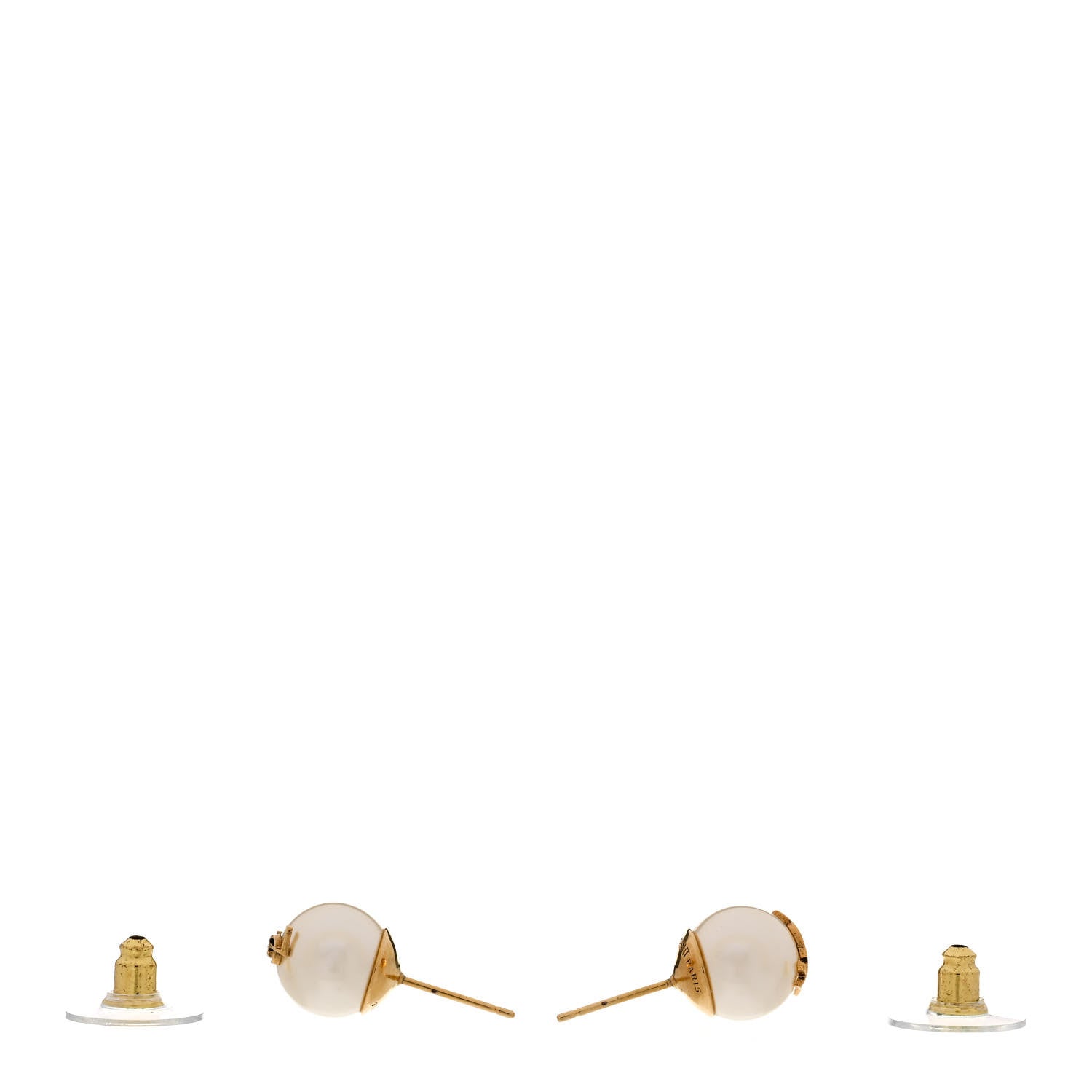 Saint Laurent Pearl Monogram Stud Earrings White Gold 3 of 4