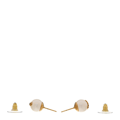 Saint Laurent Pearl Monogram Stud Earrings White Gold 3 of 4