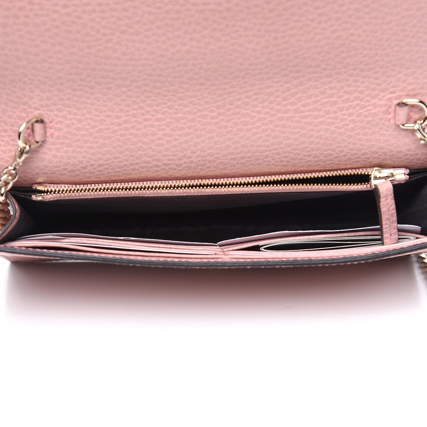 Dollar Calfskin Medium Betty Chain Wallet Soft Pink