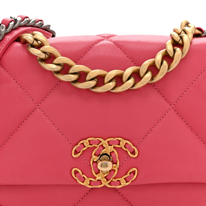 Chanel Goatskin Quilted Medium Chanel 19 Flap Dark Pink 8 of 10