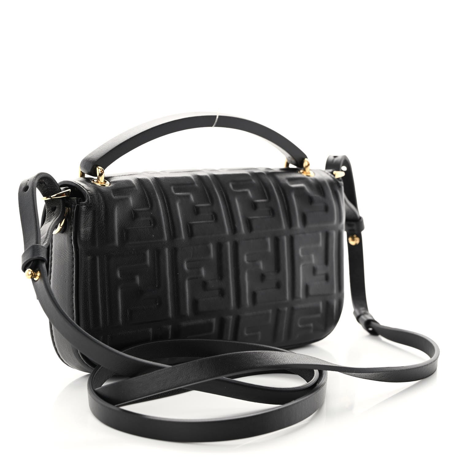 Fendi Nappa FF 1974 Embossed Phone Baguette Black 3 of 9