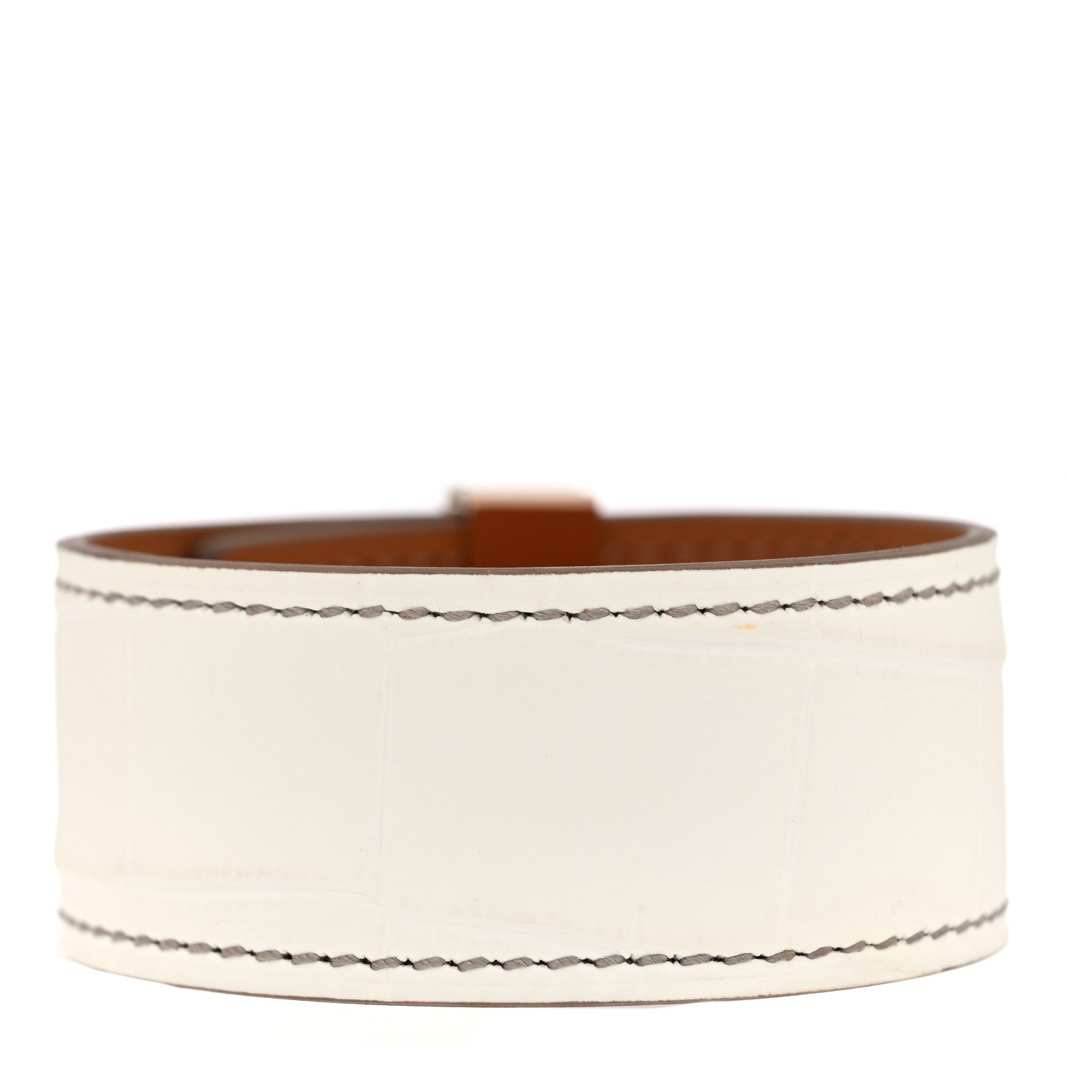 Hermes Matte Niloticus Crocodile Himalaya Collier De Chien CDC 24 Bracelet T2 Blanc 3 of 5