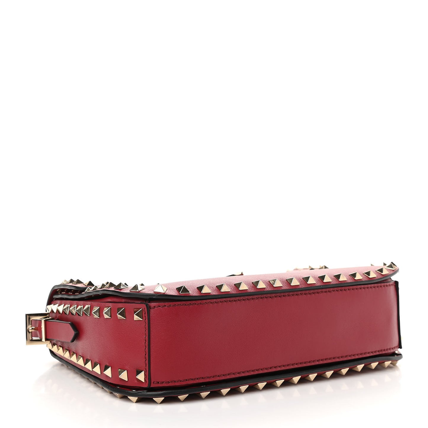 Vitello Medium Rockstud Flap Saddle Bag Scarlet