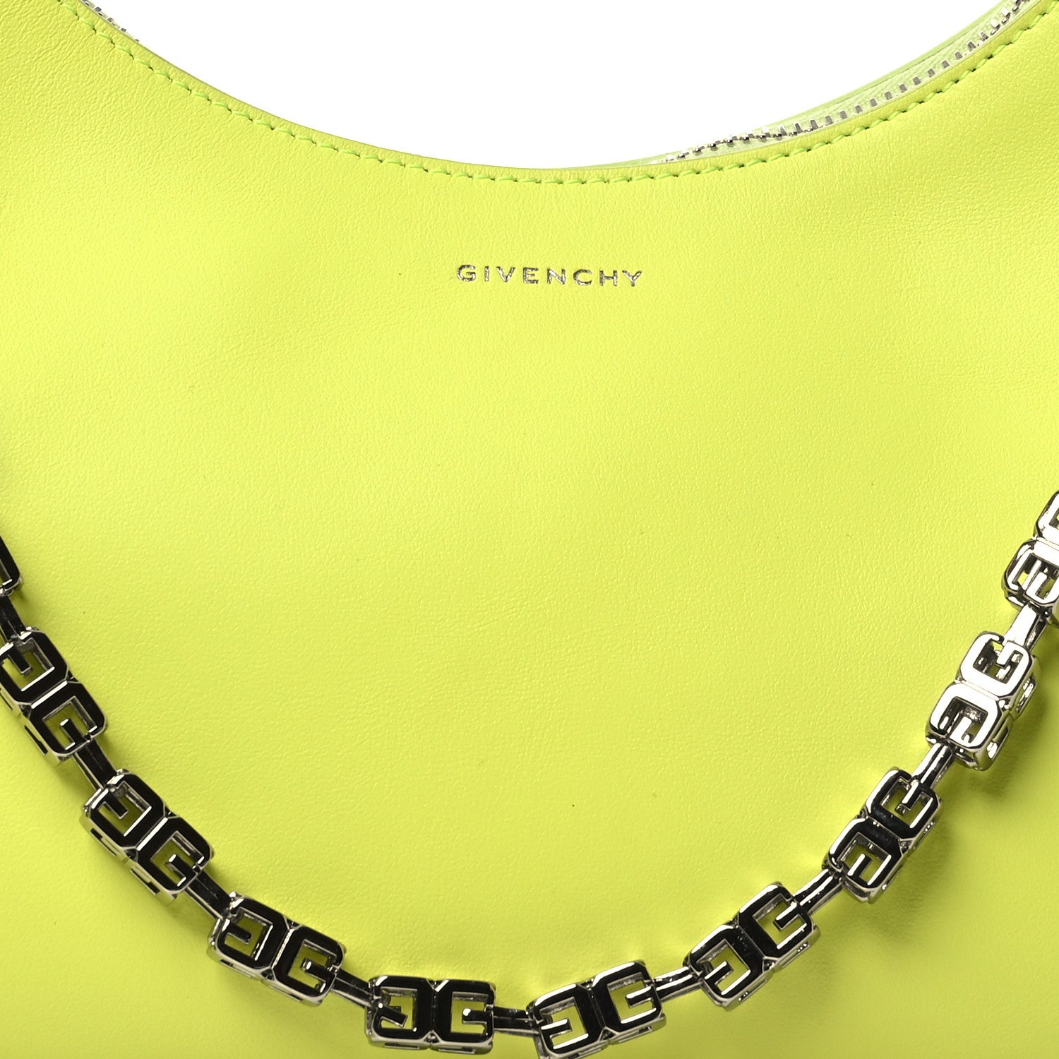 Givenchy Smooth Calfskin Small Moon Cut Out Shoulder Bag Fluo Yellow 8 of 12
