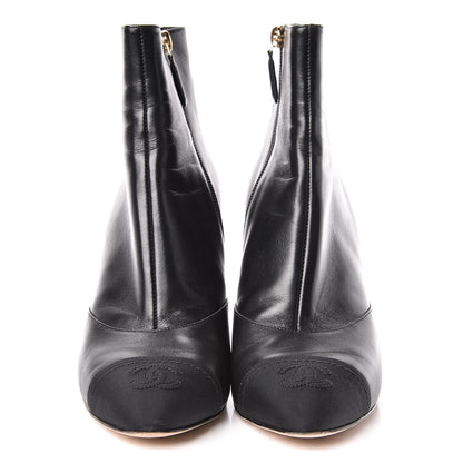 Chanel Lambskin Grosgrain Cap Toe CC Short Ankle Boots 37.5 Black 2 of 11