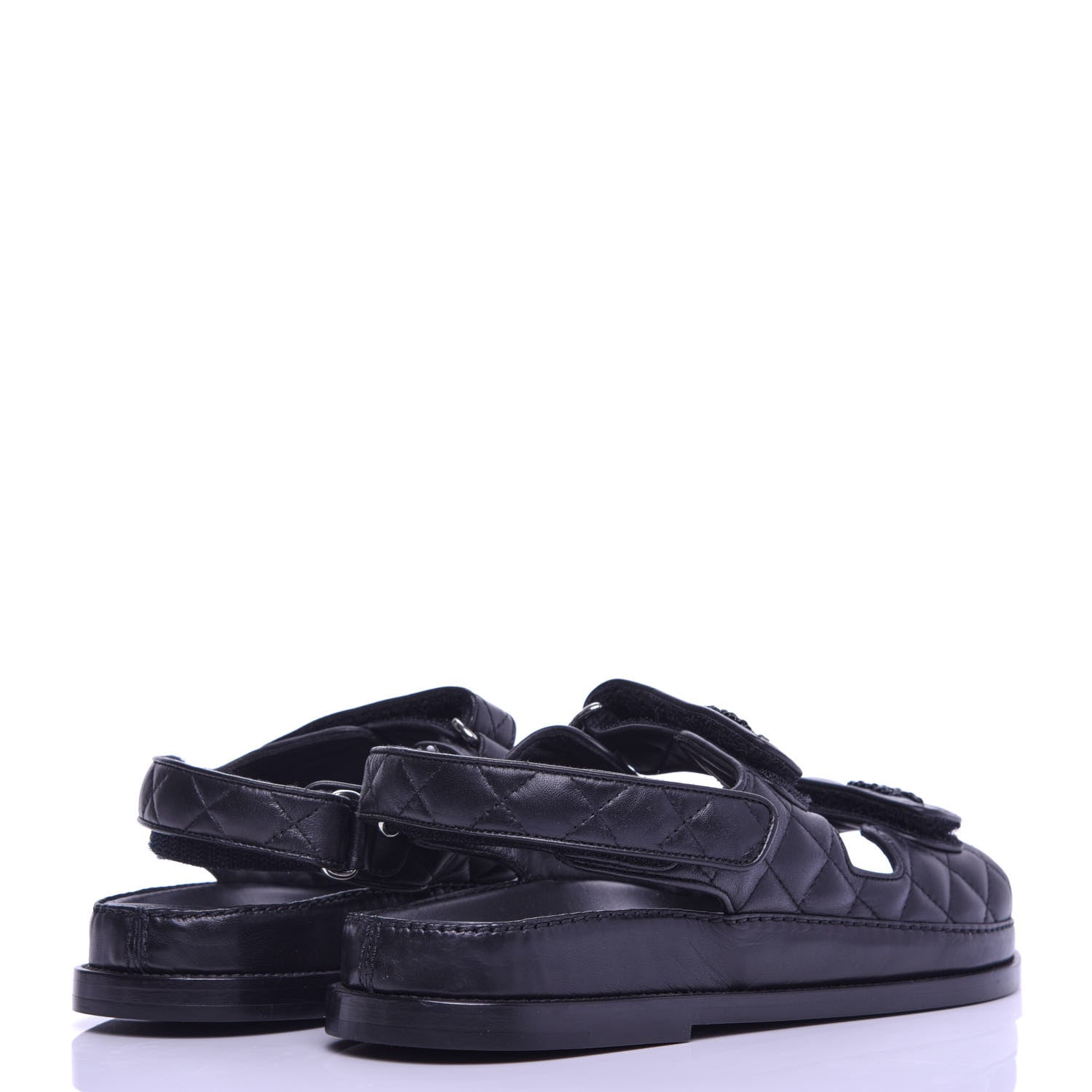Chanel Lambskin Velcro Dad Sandals 40.5 Black 4 of 10