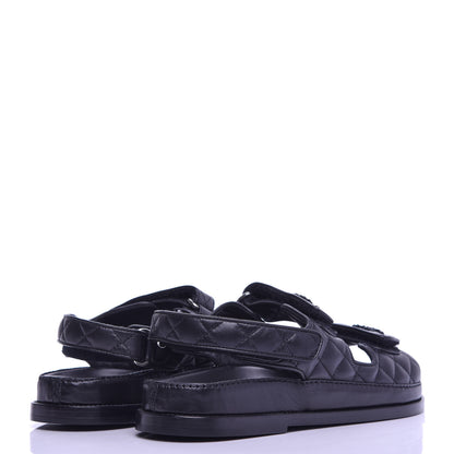 Chanel Lambskin Velcro Dad Sandals 40.5 Black 4 of 10