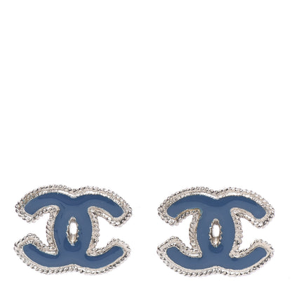 Chanel Enamel CC Earrings Blue 1 of 5