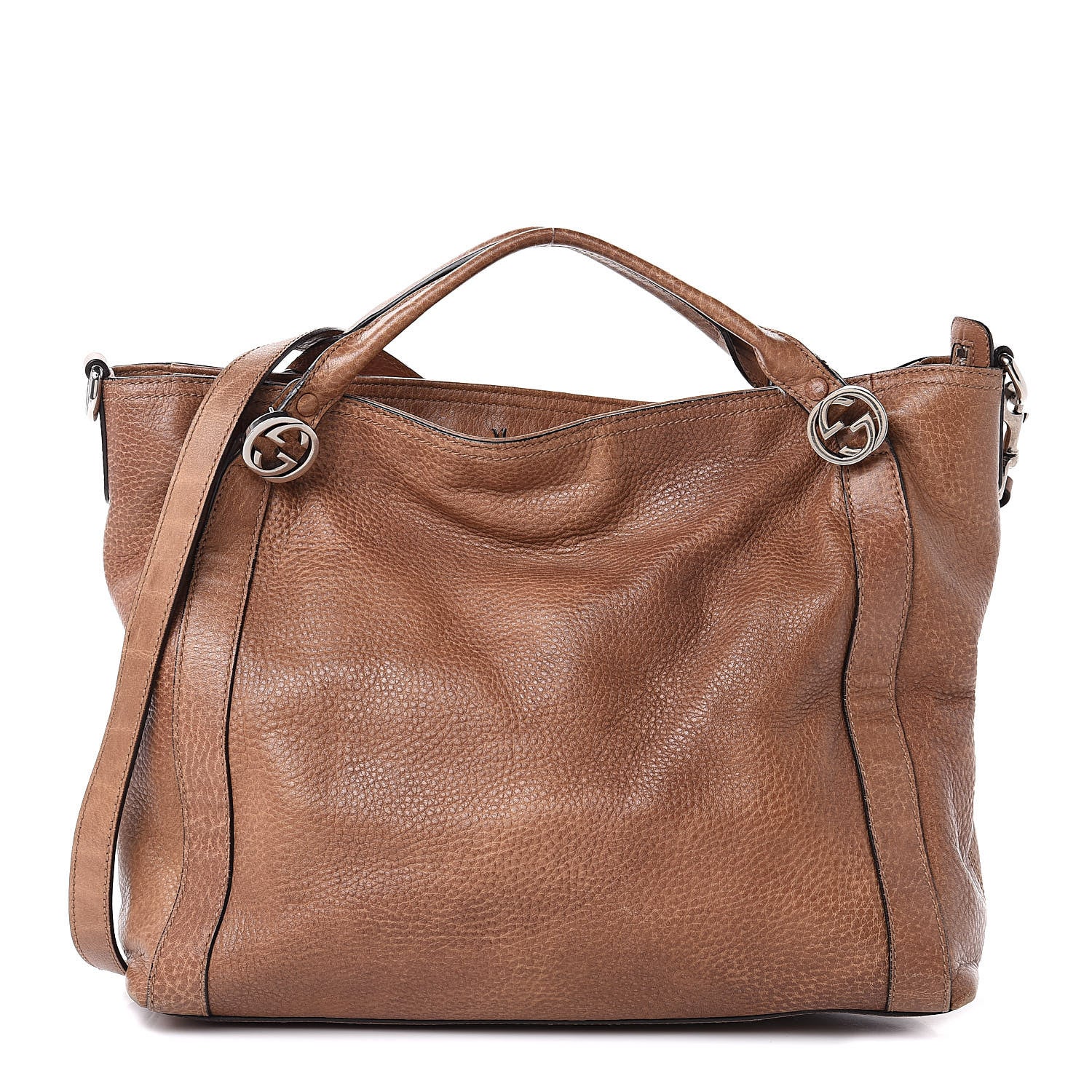 Gucci Pebbled Calfskin Medium Miss GG Top Handle Bag Light Cuir 1 of 16