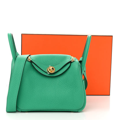 Hermes Taurillon Clemence Mini Lindy 20 Menthe 10 of 10