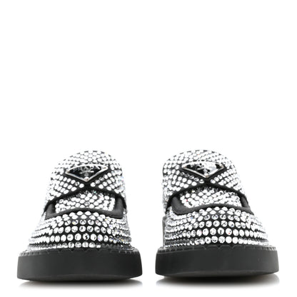Prada Satin Crystal Metal Triangle Logo 50mm Loafers 36.5 Cristal 3 of 9