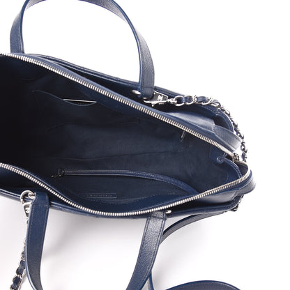 Chanel Grained Calfskin Stitched Large Magnetic Shopping Tote Blue 5 of 14