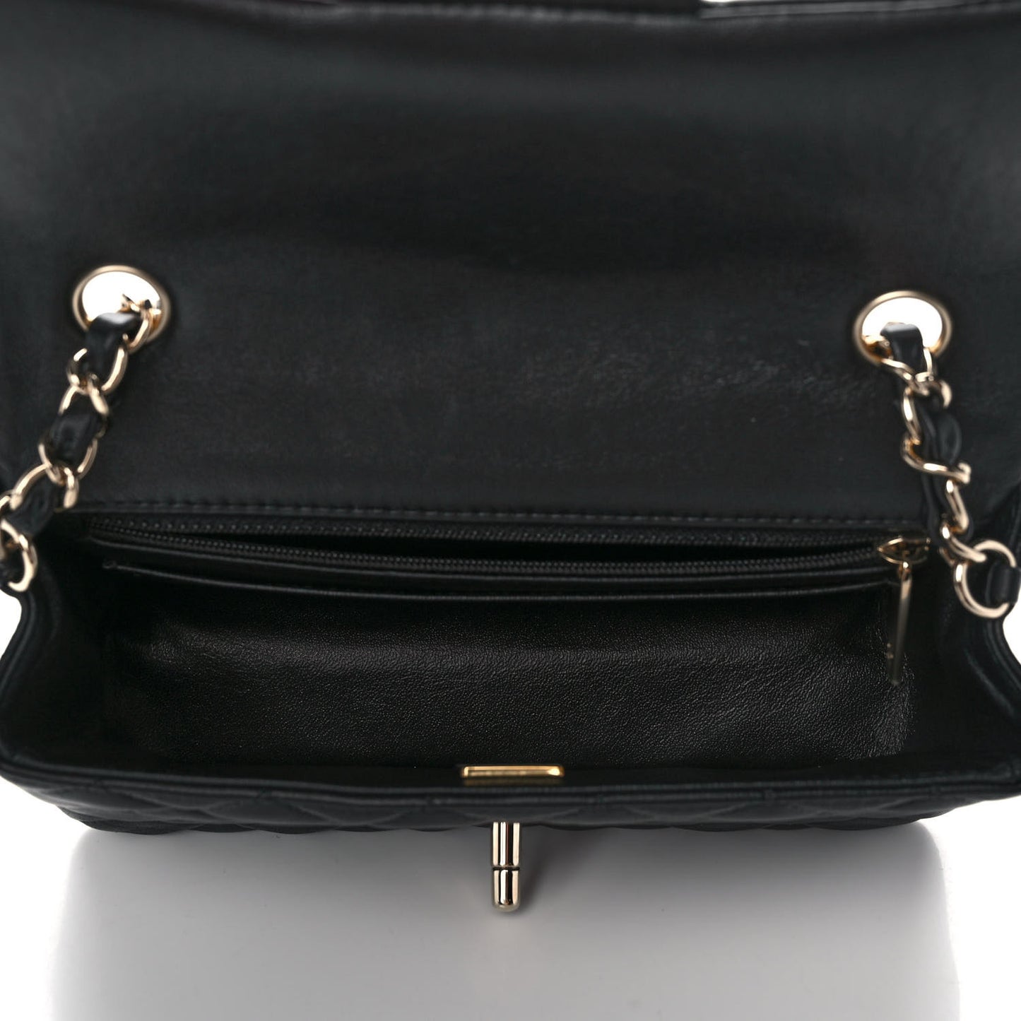 Lambskin Quilted Mini Rectangular Flap Black