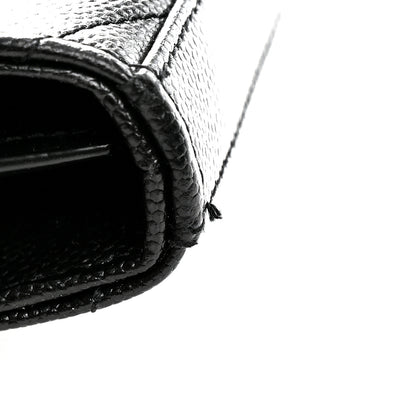 Saint Laurent Grain De Poudre Matelasse Chevron Monogram Monochrome Chain Wallet Black 11 of 11